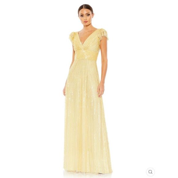 Mac Duggal 5646 Womens EMBELLISHED FLUTTER CAP SLEEVE A LINE GOWN Runs Large - Picture 2 of 15